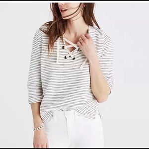 Madewell Striped Lace Up Top
